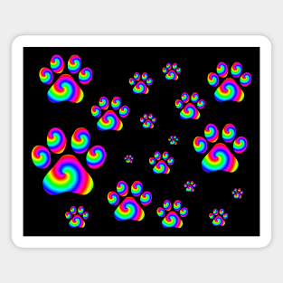 Rainbow Swirly Pawprint Pattern Magnet